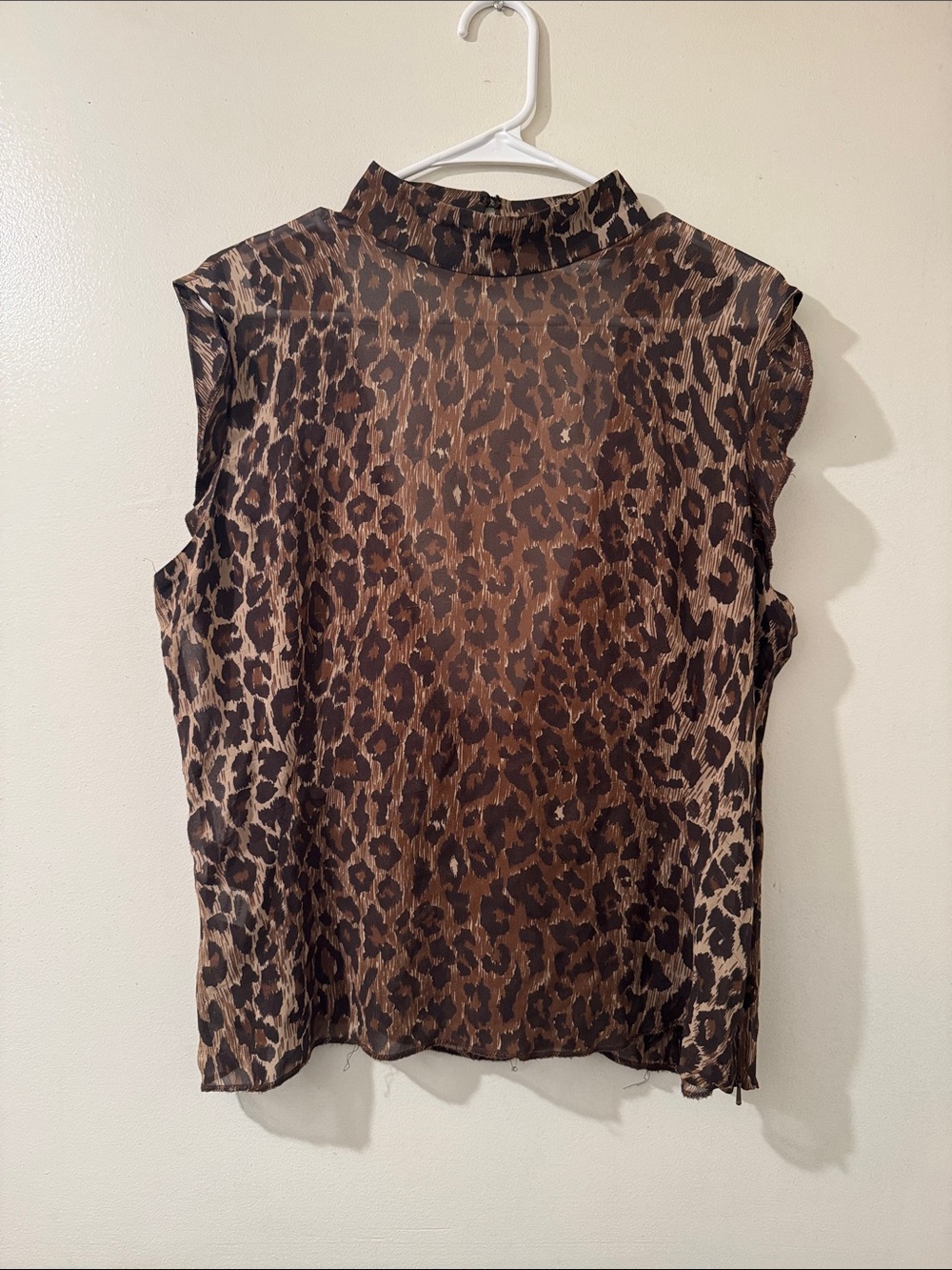 Impressions Brown Leopard Print Sleeveless Mock Neck Camisole